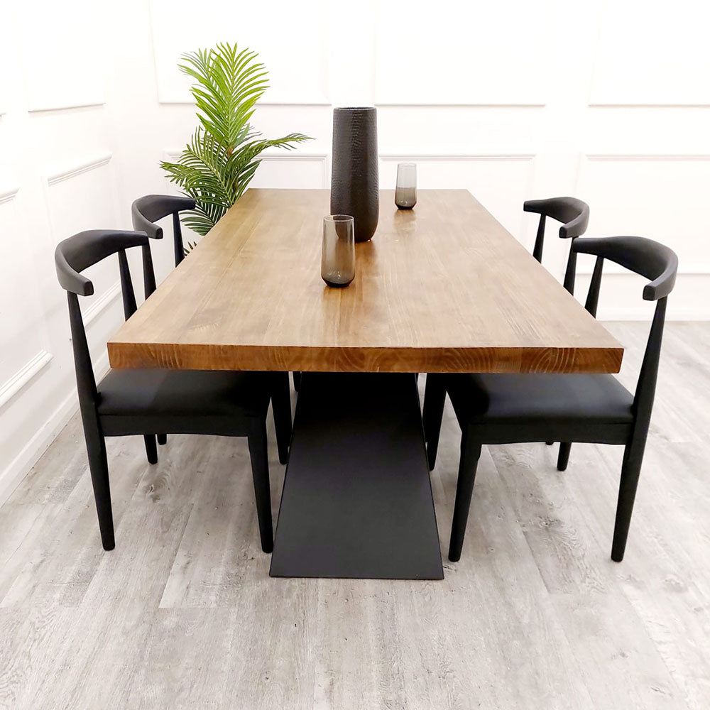 Axel 1.8M Dining Table Solid wood top with Matt Black Metal Legs
