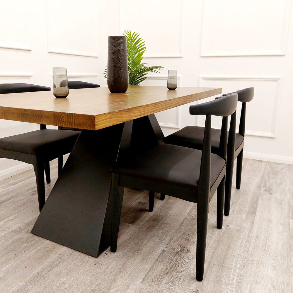 Axel 1.8M Dining Table Solid wood top with Matt Black Metal Legs