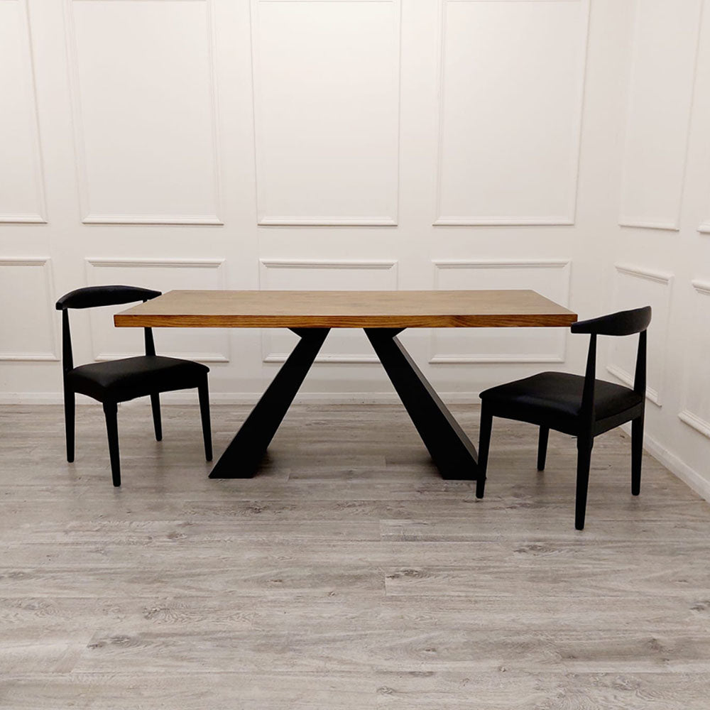 Axel 1.8M Dining Table Solid wood top with Matt Black Metal Legs