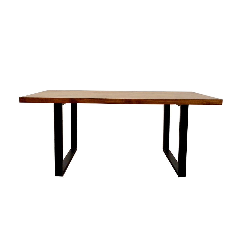Freya 1.8M Dining Table Solid Dark Pine wood with Matt Black Metal Legs