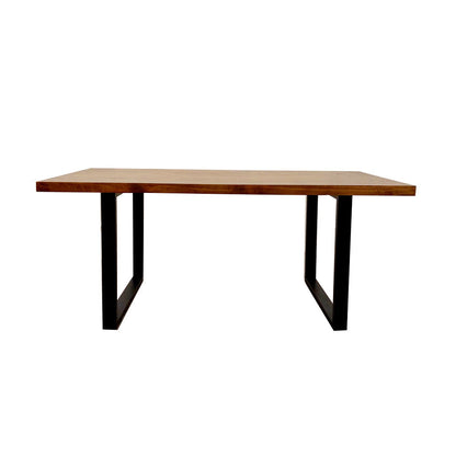 Freya 1.8M Dining Table Solid Dark Pine wood with Matt Black Metal Legs