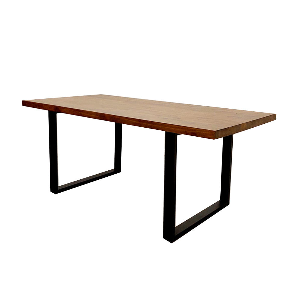 Freya 1.8M Dining Table Solid Dark Pine wood with Matt Black Metal Legs