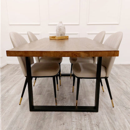 Freya 1.8M Dining Table Solid Dark Pine wood with Matt Black Metal Legs