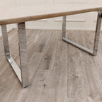 Freya 1.8M Dining Table Solid Light Pine wood with Chrome Metal Legs