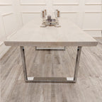 Freya 1.8M Dining Table Solid Light Pine wood with Chrome Metal Legs