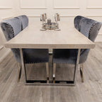 Freya 1.8M Dining Table Solid Light Pine wood with Chrome Metal Legs