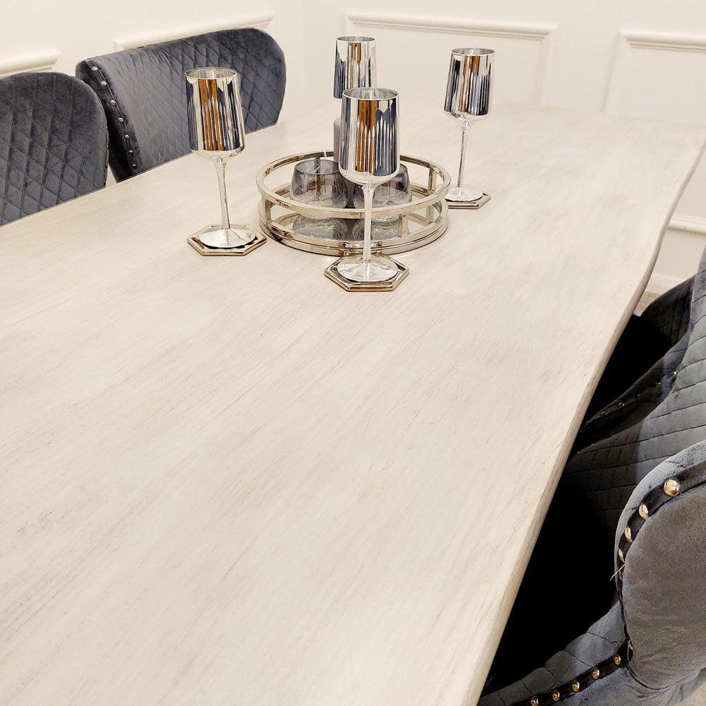 Freya 1.8M Dining Table Solid Light Pine wood with Chrome Metal Legs