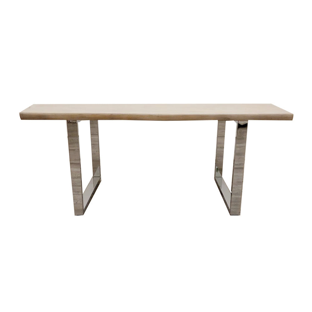 Freya 1.8M Dining Table Solid Light Pine wood with Chrome Metal Legs