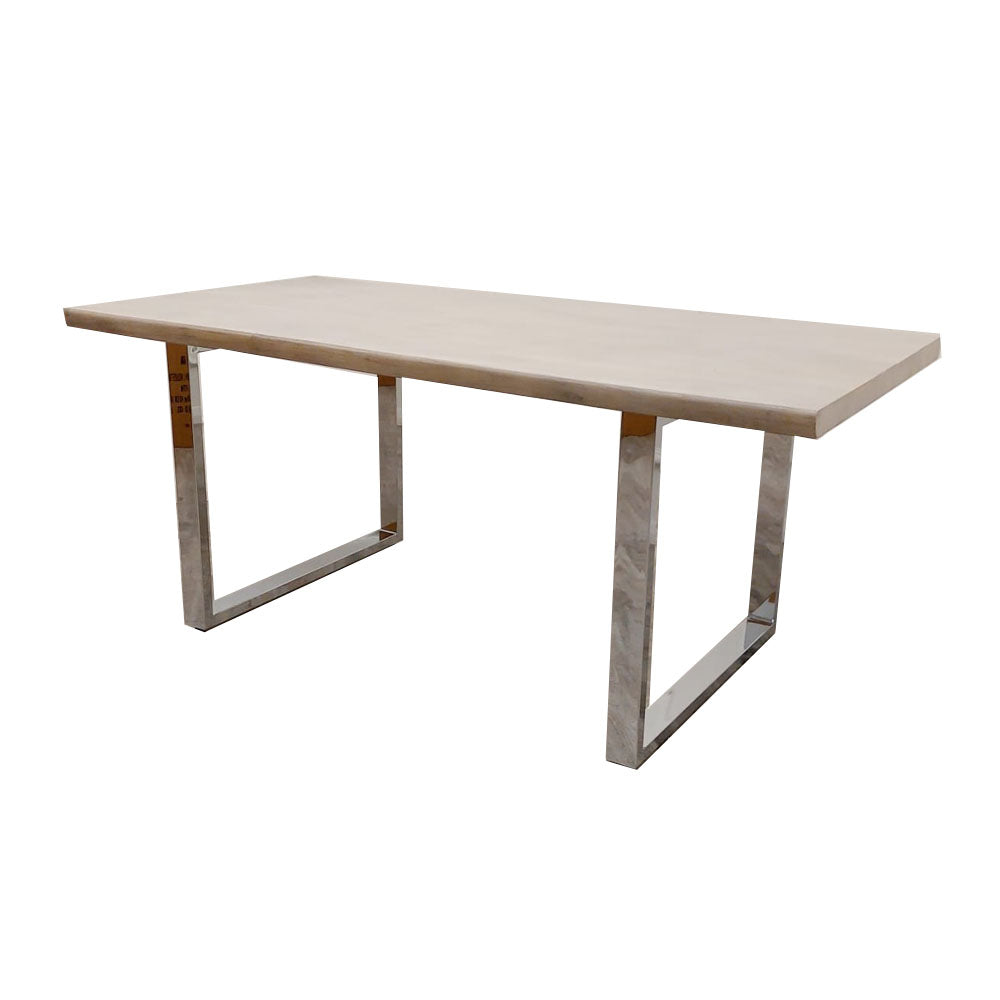 Freya 1.8M Dining Table Solid Light Pine wood with Chrome Metal Legs