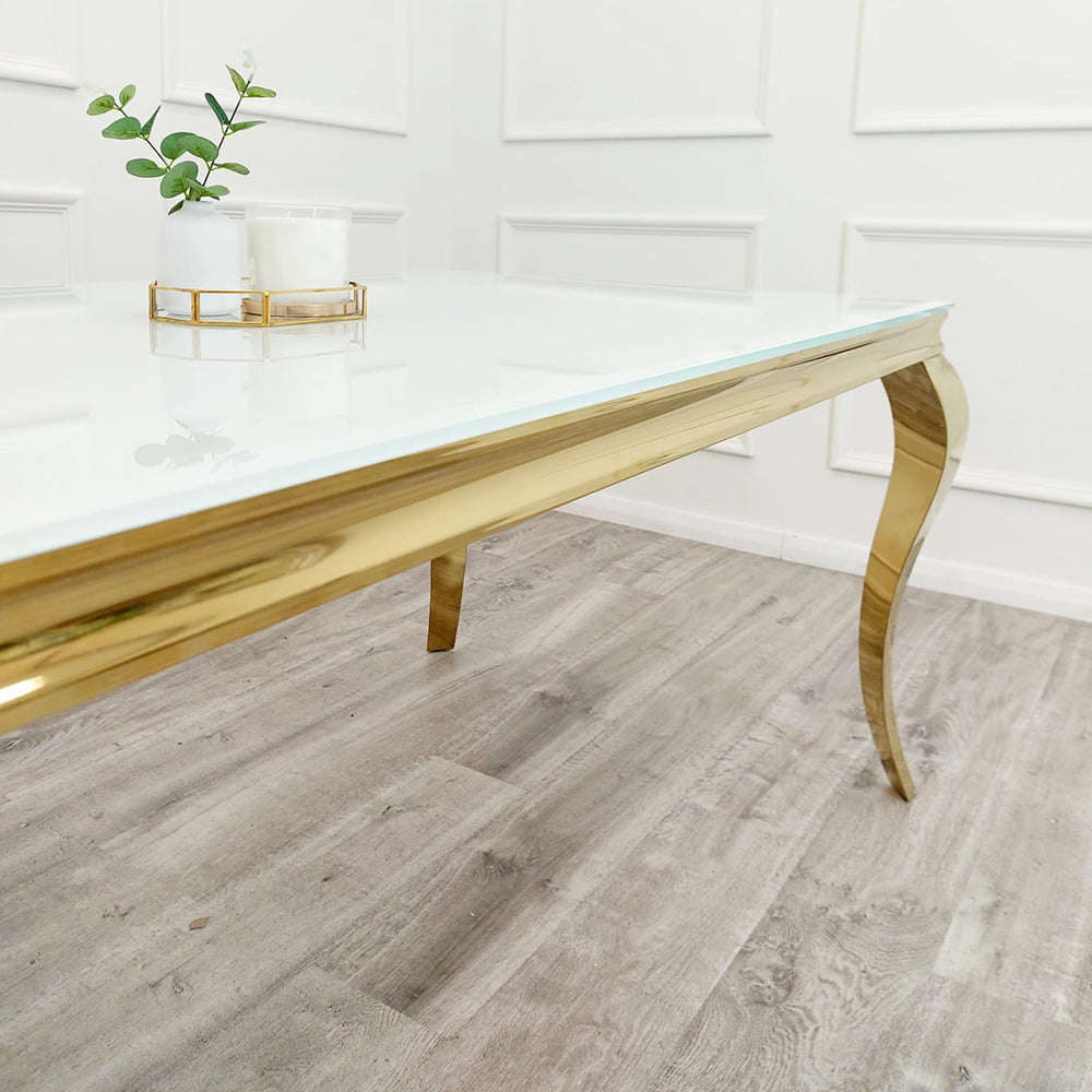 Louis Dining Table Gold with Glass/Sintered Stone Or Marble Top (All Colours) 1.4M