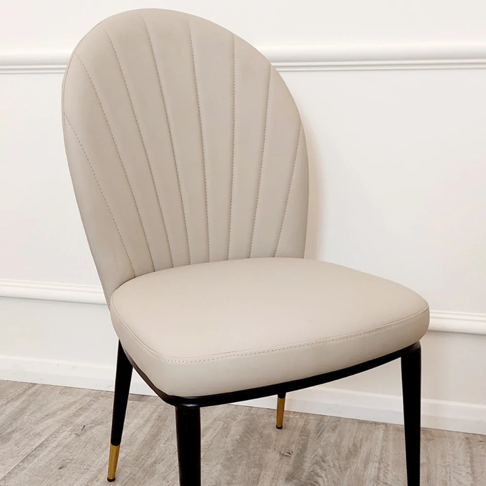 Etta Leather Dining Chair Beige