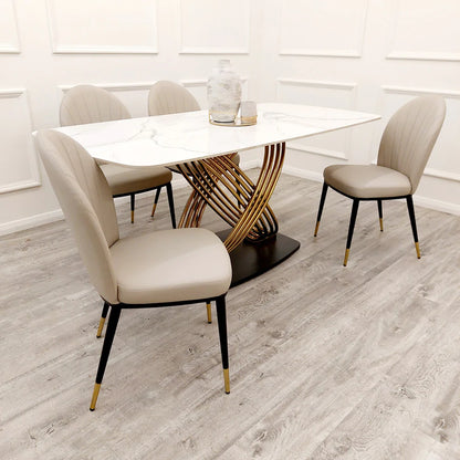 Etta Leather Dining Chair Beige