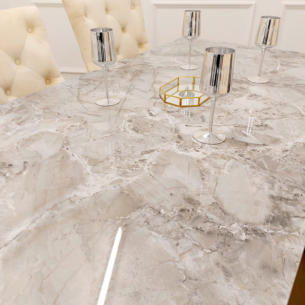 Louis Dining Table Gold with Glass/Sintered Stone Or Marble Top (All Colours) 2M