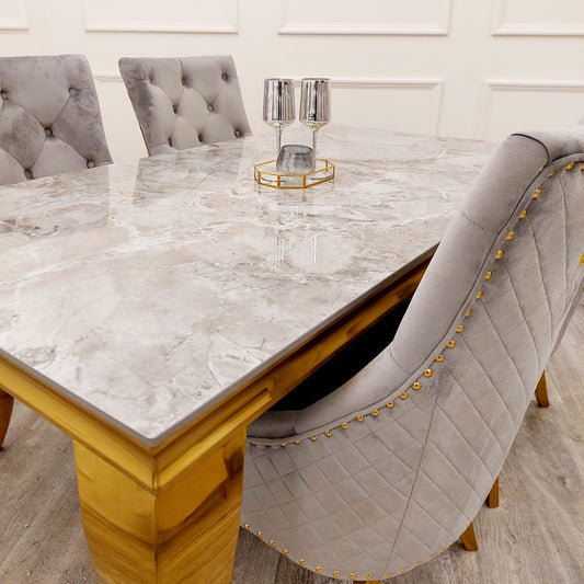 Louis Dining Table Gold with Glass/Sintered Stone Or Marble Top (All Colours) 1.4M