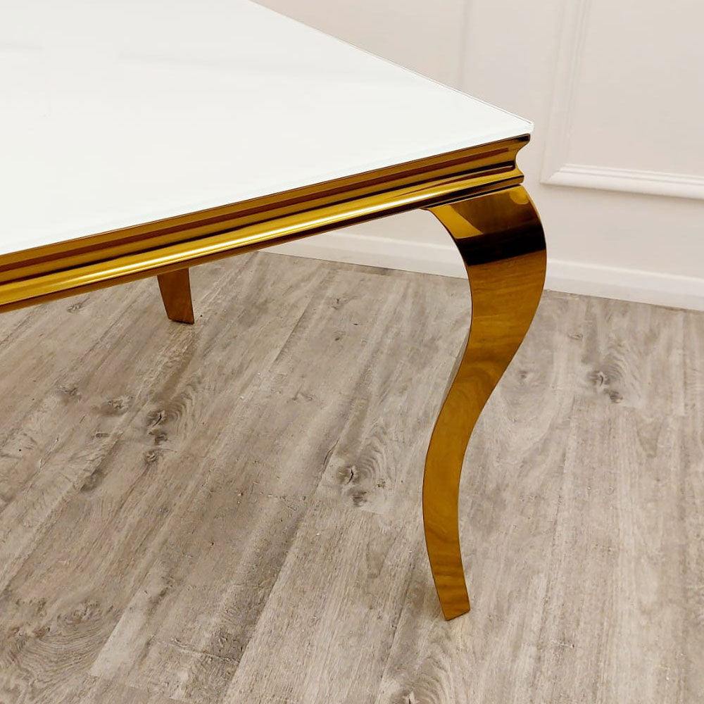 Louis Dining Table Gold with Glass/Sintered Stone Or Marble Top (All Colours) 1M
