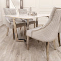 Lucien 1.6M Chrome Dining Table with Polar White Sintered Stone Top