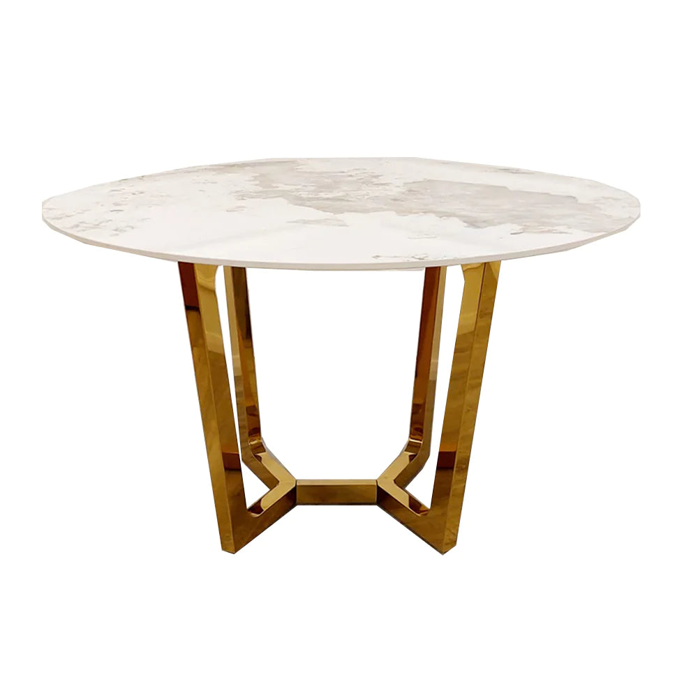Lucien Gold 1.2M Round Dining Table with Sintered Stone Top