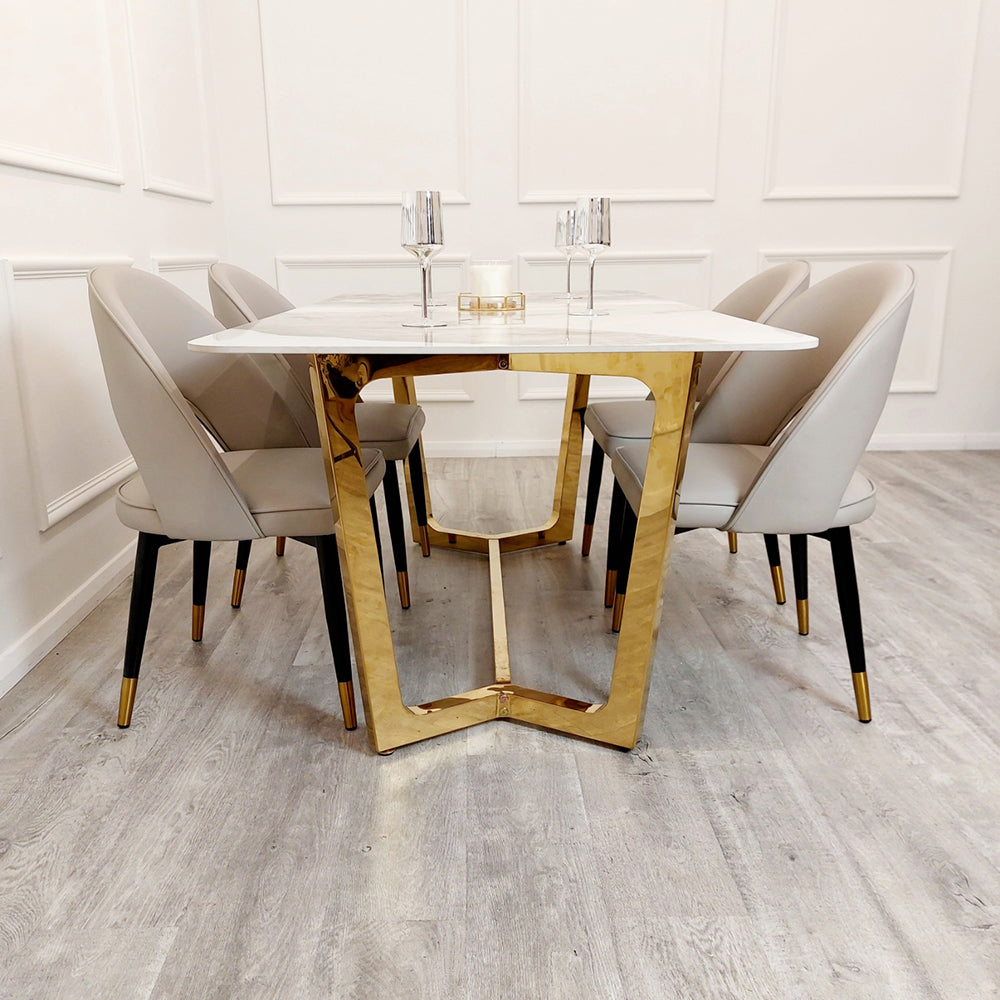 Lucien 1.8M Gold Dining Table with Pandora Gold Sintered Stone Top