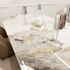 Lucien 1.8M Gold Dining Table with Pandora Gold Sintered Stone Top