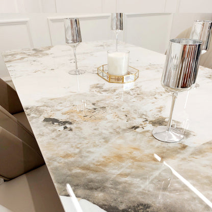 Lucien 1.8M Gold Dining Table with Pandora Gold Sintered Stone Top