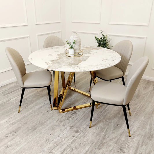 Nero Gold 1.3M Round Dining Table with Sintered Stone Top