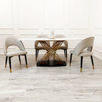 Orion Gold 1.8M Dining Table with Polar White Sintered Stone Top