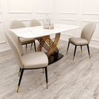 Orion Gold 1.8M Dining Table with Polar White Sintered Stone Top