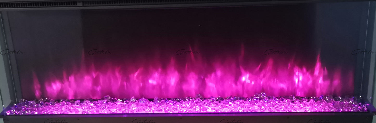 Luvelle - Media Wall - Panoramic 3 Sided Insert - Electric Fire - Black - 60 Inch WIFI Enabled