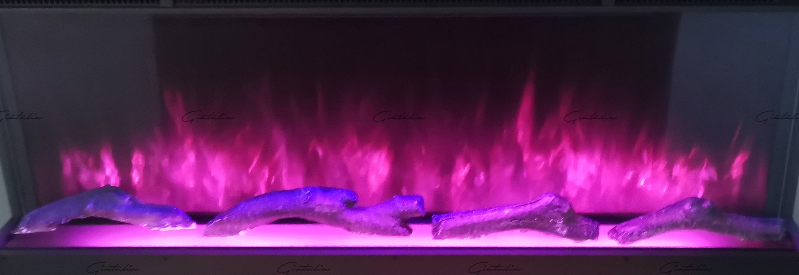Luvelle - Media Wall - Panoramic 3 Sided Insert - Electric Fire - Black - 60 Inch WIFI Enabled