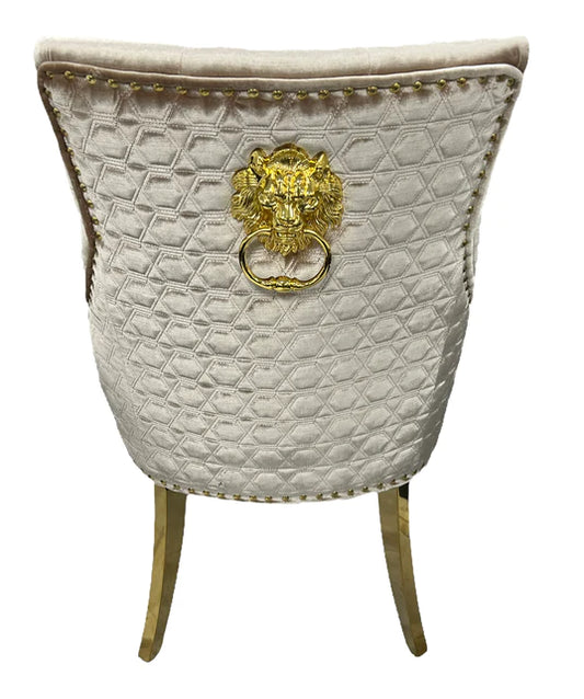 Roma Dining Chair (Lion Knocker/Gold Legs) (2 Colours)