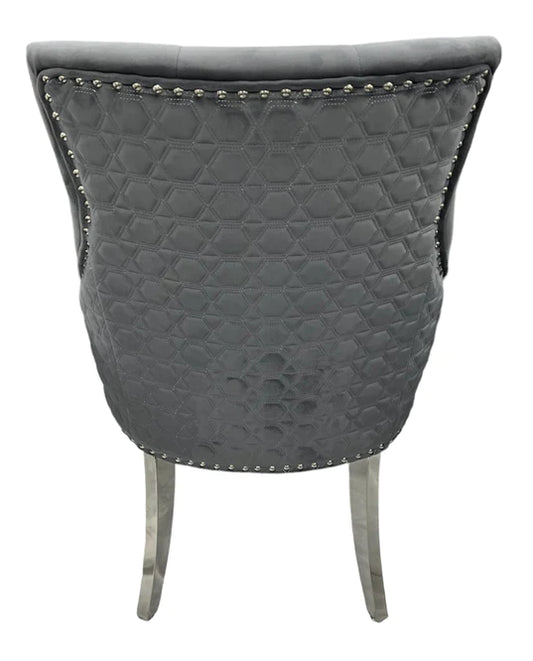 Roma Dark Grey Chair (No Knocker/Chrome Legs)