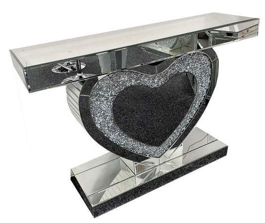 Roma LED Crushed Diamond Heart Console Table