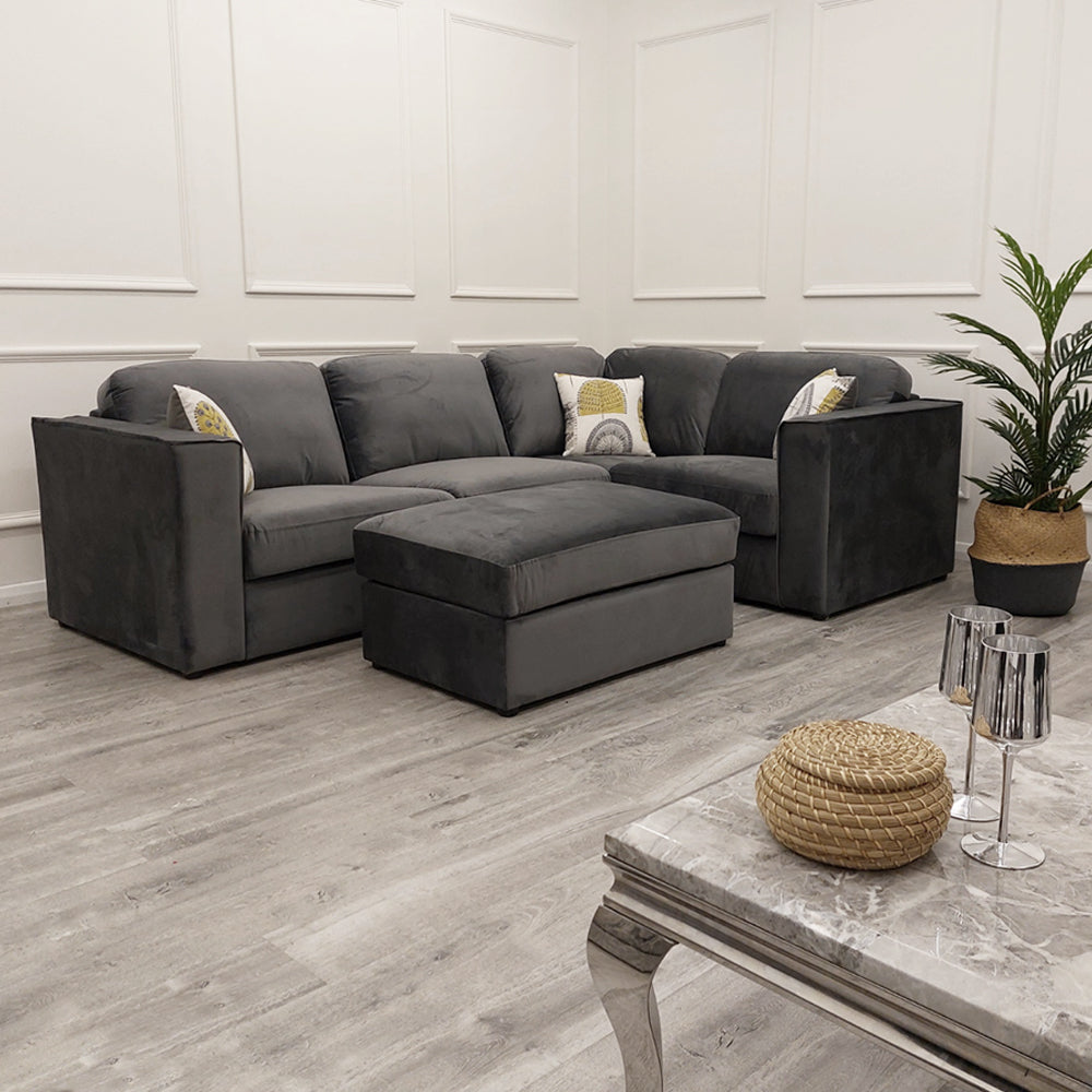 Hudson 4 Piece Corner Sofa - Steel