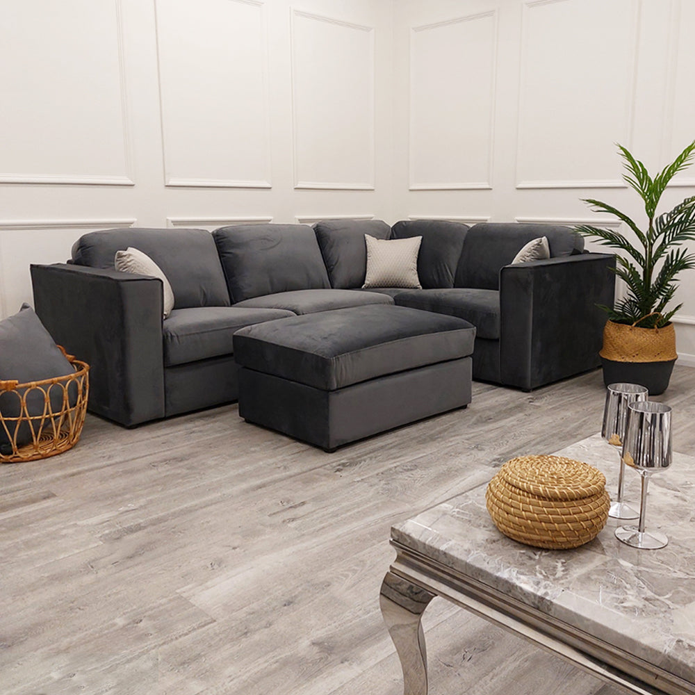 Hudson 4 Piece Corner Sofa - Steel