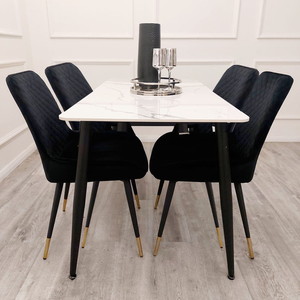Titus 1.4M Black Dining Table with Sintered Stone Top