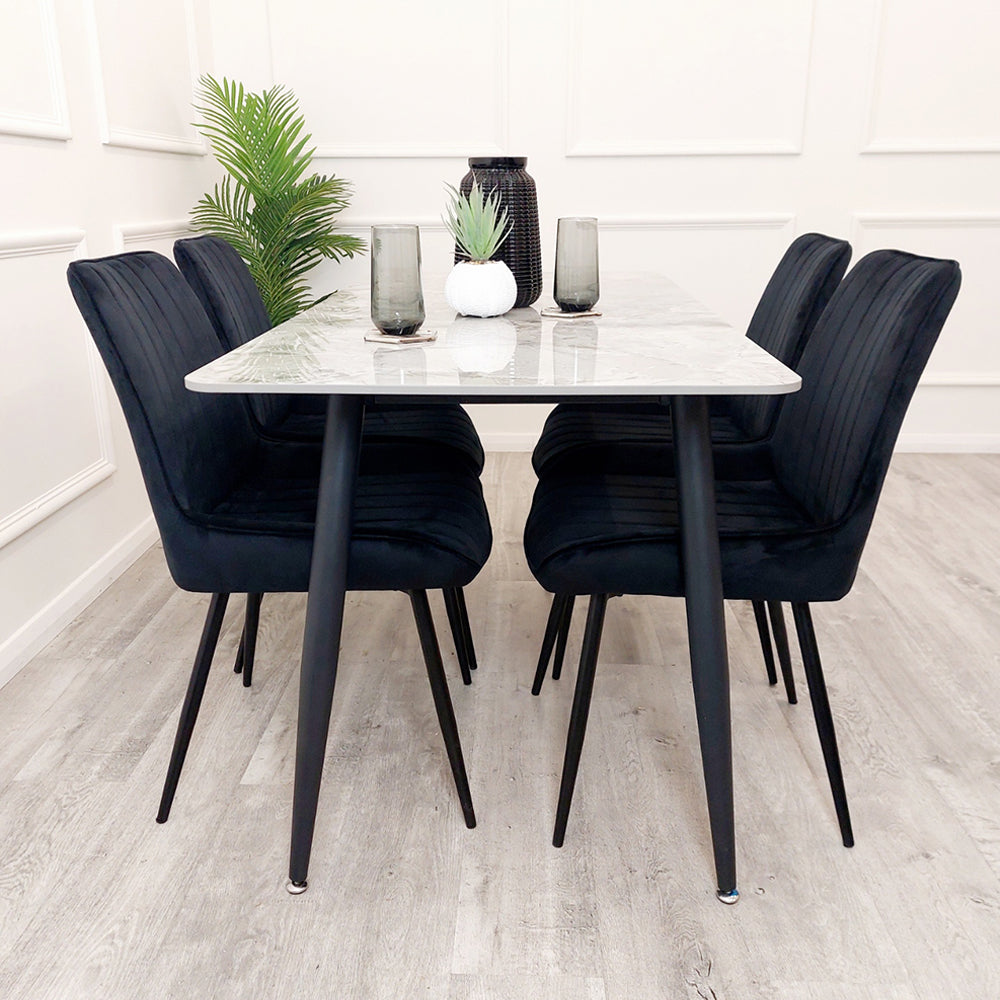 Titus 1.4M Black Dining Table with Sintered Stone Top