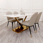 Valeo Gold 1.8M Dining Table with Polar White Sintered Stone Top