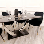 Venus 1.6M Chrome Dining Table with Black Sintered Stone Top
