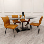 Venus 1.6M Chrome Dining Table with Black Sintered Stone Top