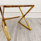 Zion Gold Lamp Table with Polar White Sintered Top