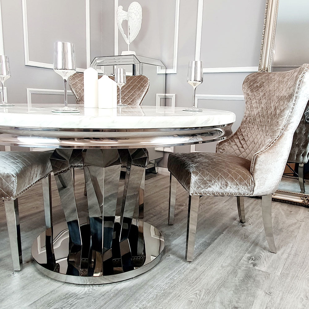 Chelsea Dining Chair with Lion Knocker & Buttoned Back (All Colours)