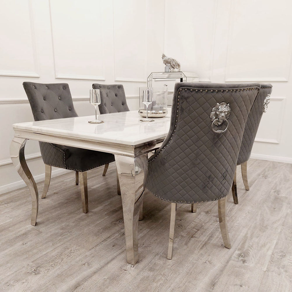 Bentley Dining Chair with Lion Knocker & Quilted Back (All Colours)