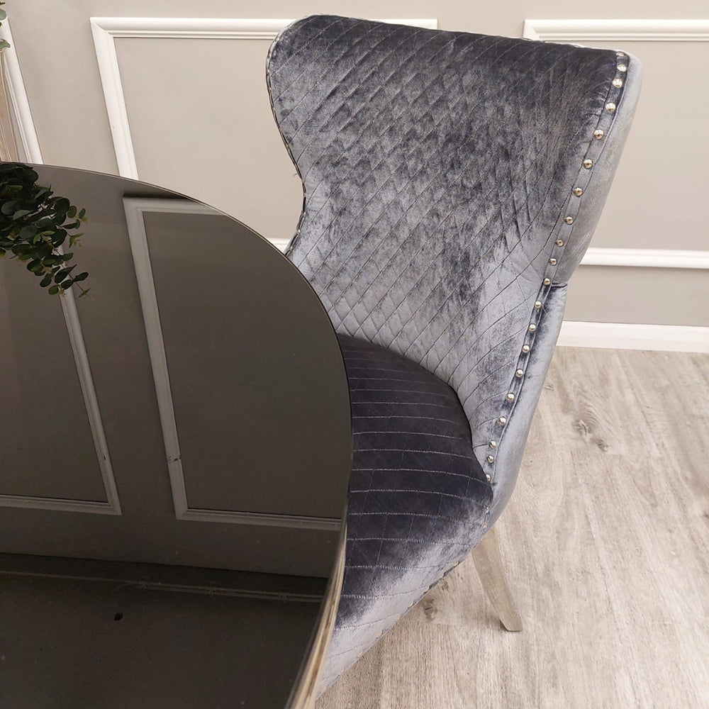 Chelsea Dining Chair with Lion Knocker & Buttoned Back (All Colours)