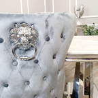 Chelsea Dining Chair with Lion Knocker & Buttoned Back (All Colours)