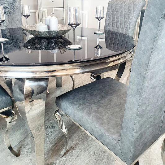 Louis Dining Table in Chrome 1.3M Round (All Colours)