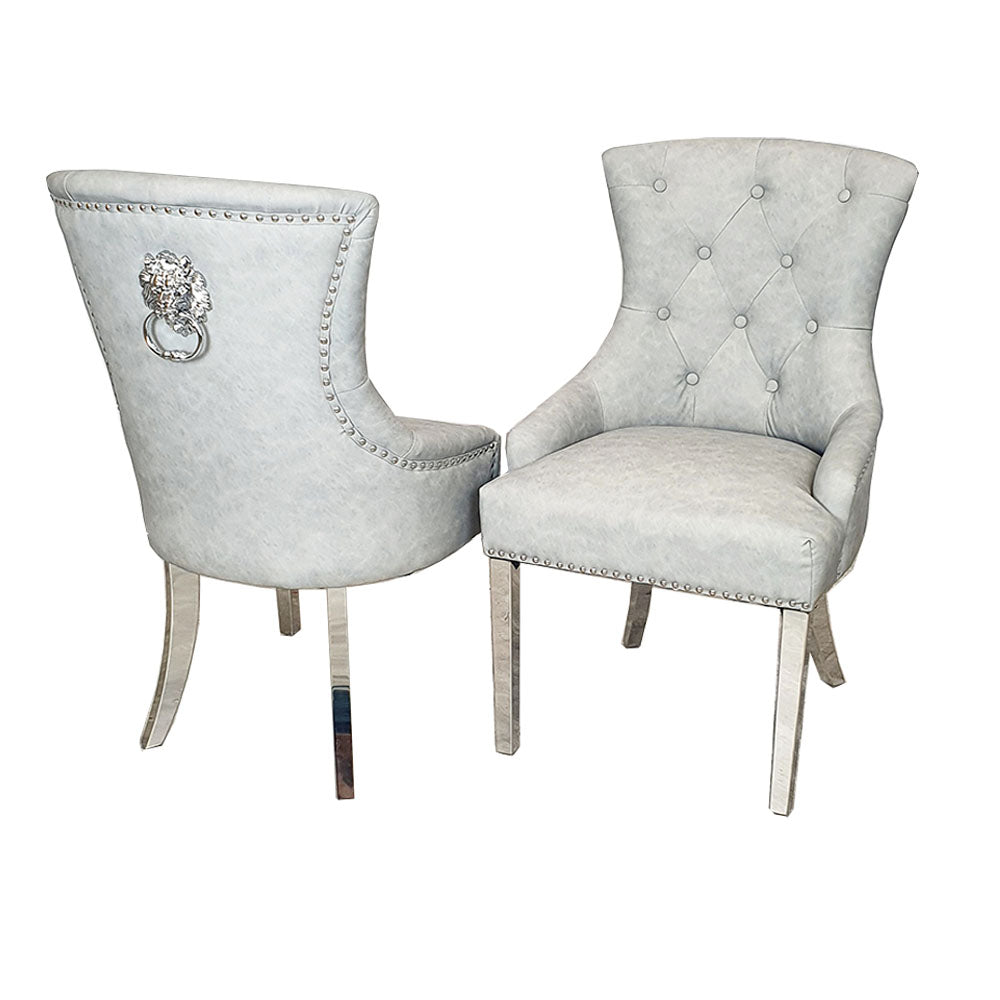 Megan Dining Chair Plain Back/Lion Knocker (All Colours)