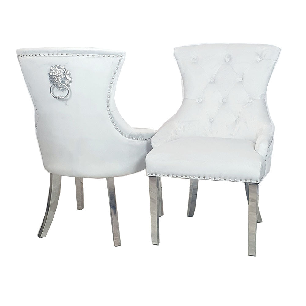 Megan Dining Chair Plain Back/Lion Knocker (All Colours)