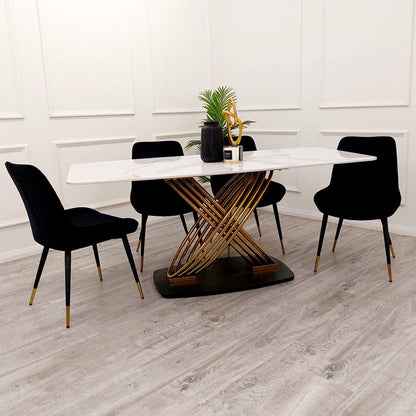 Orion Gold 1.8M Dining Table with Polar White Sintered Stone Top