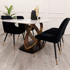 Orion Gold 1.8M Dining Table with Polar White Sintered Stone Top
