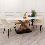 Orion Gold 1.8M Dining Table with Polar White Sintered Stone Top
